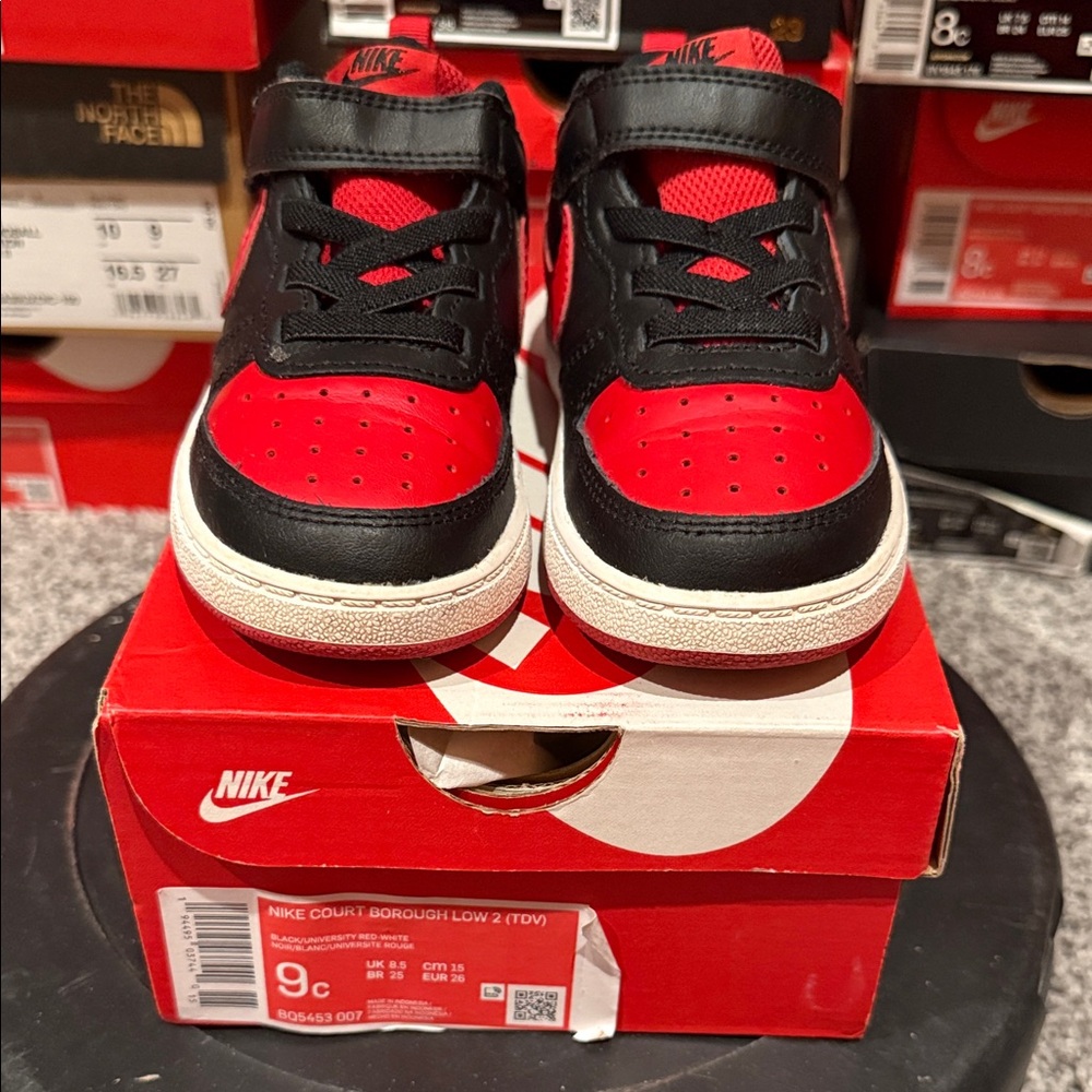 Nike Court Borough Low 2 Red and White Sneakers BQ5453 0007 Size 9c